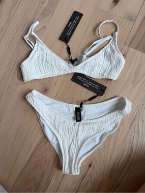 White Textured Triangl Bikini